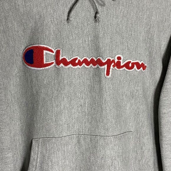 Vtg Champion Hoodie Mens M Gray Reverse Weave Embroidered Logo Spellout 90s Y2K - Picture 4 of 11